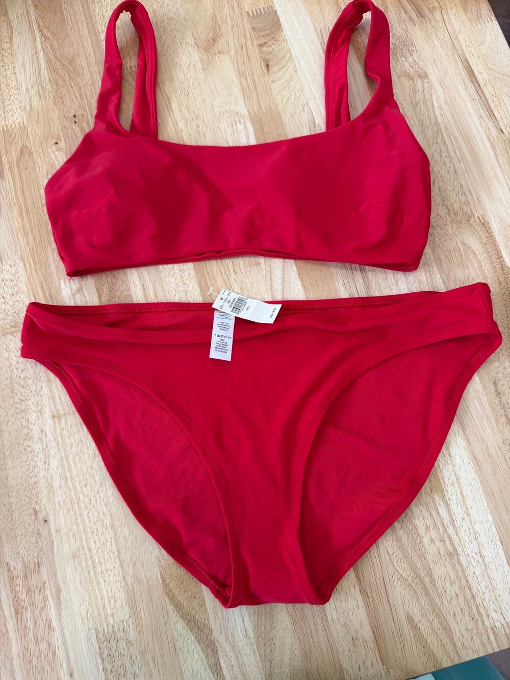 Aerie Red Bikini Medium Large NEW Bottoms Scoop Top